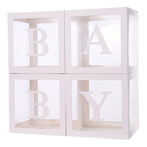 Set 4 Cajas Cubo Para Decoración De Baby Shower Revelacion