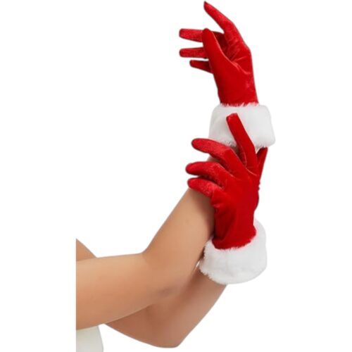 Guantes Rojos Navideños Estilo Tercipelo