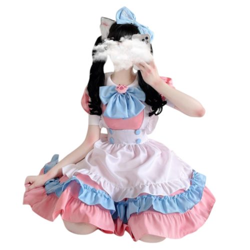 Disfraz Maid Rosado Cosplay Kawaii